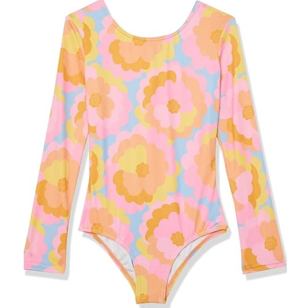 Billabong Girls' Multi Floral Tie Back Bloom Baby Swim Bodysuit Size 12